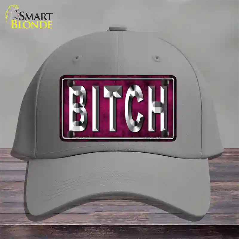 Bitch Pink Novelty License Plate Hat Tag Cotton / Gray