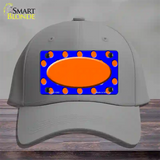 Orange Royal Blue Polka Dot Orange Center Oval Novelty License Plate Hat Cotton / Gray