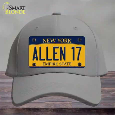 Allen 17 New York Novelty License Plate Hat Tag Cotton / Gray