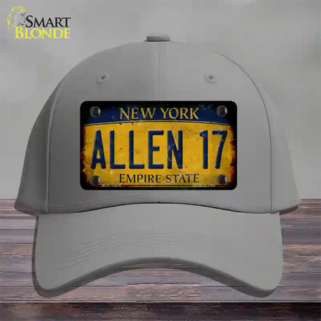 Allen 17 New York Yellow Novelty License Plate Hat Tag Cotton / Gray