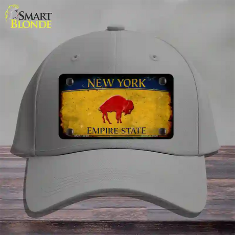 Red Buffalo NY Yellow Rusty Novelty License Plate Hat Tag Cotton / Gray