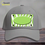 Lime Green White Zebra Center Oval Novelty License Plate Hat Cotton / Gray