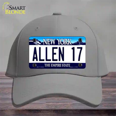 Allen 17 NY Blue Novelty License Plate Hat Tag Cotton / Gray