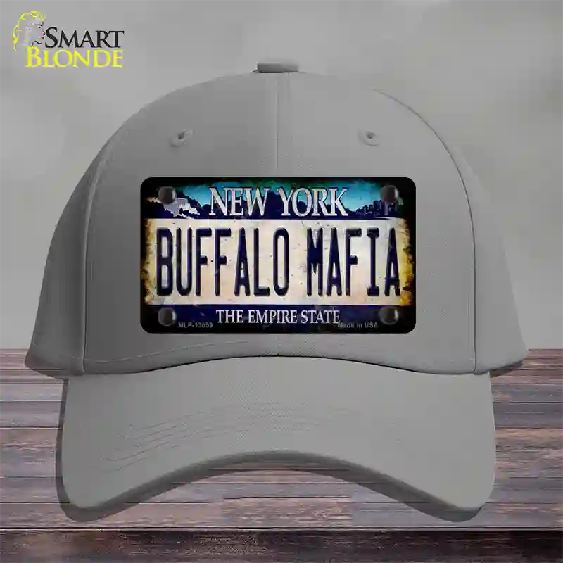 Buffalo Mafia NY Blue Rusty Novelty License Plate Hat Tag Cotton / Gray