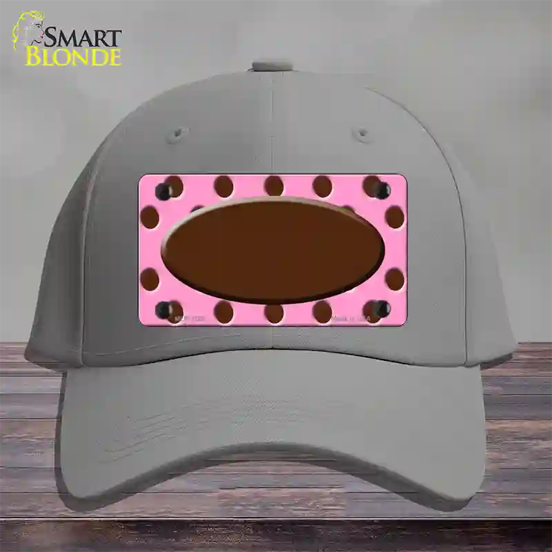 Brown Pink Polka Dot Brown Center Oval Novelty License Plate Hat Cotton / Gray