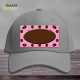 Brown Pink Polka Dot Brown Center Oval Novelty License Plate Hat Cotton / Gray