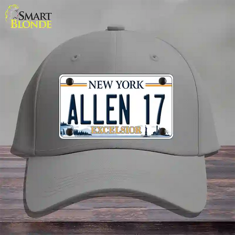 Allen 17 NY Excelsior Novelty License Plate Hat Tag Cotton / Gray