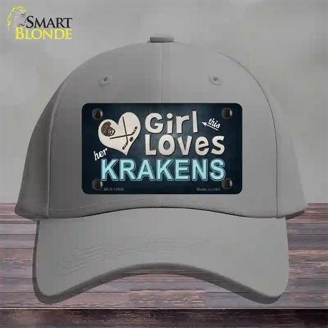 This Girl Loves Krakens Novelty License Plate Hat Tag Cotton / Gray