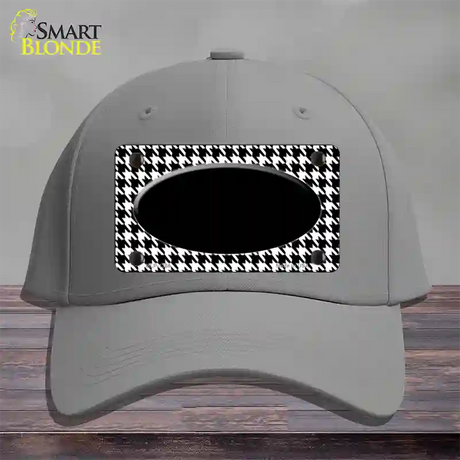 White Black Houndstooth Black Center Oval Novelty License Plate Hat Cotton / Gray