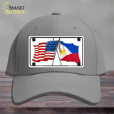 Philippines US Crossed Flag Novelty License Plate Hat Tag Cotton / Gray