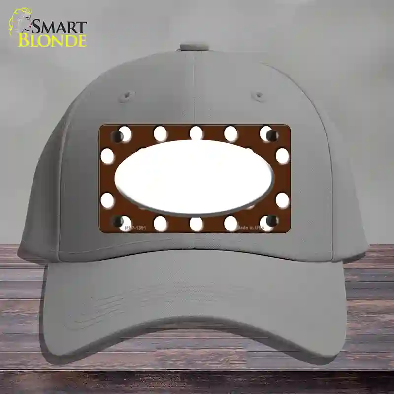 White Brown Polka Dot Center Oval Novelty License Plate Hat Cotton / Gray