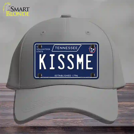 Kiss Me Tennessee Blue Novelty License Plate Hat Tag Cotton / Gray