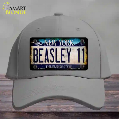 Beasley 11 New York Blue Novelty License Plate Hat Tag Cotton / Gray