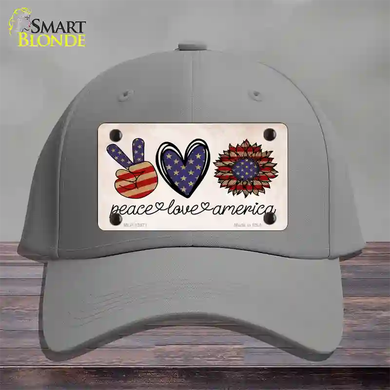 Peace Love America Novelty License Plate Hat Tag Cotton / Gray