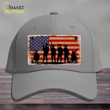 Military Soldiers American Flag Novelty License Plate Hat Tag Cotton / Gray