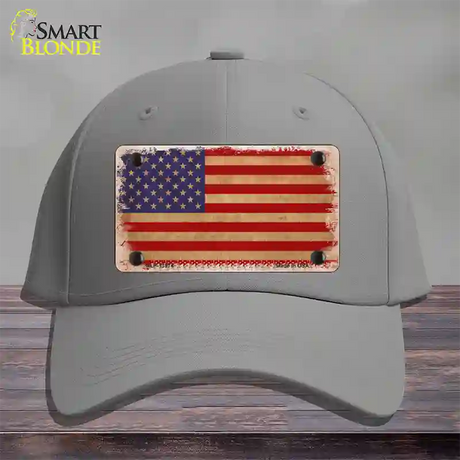 Grunge American Flag Novelty License Plate Hat Tag Cotton / Gray