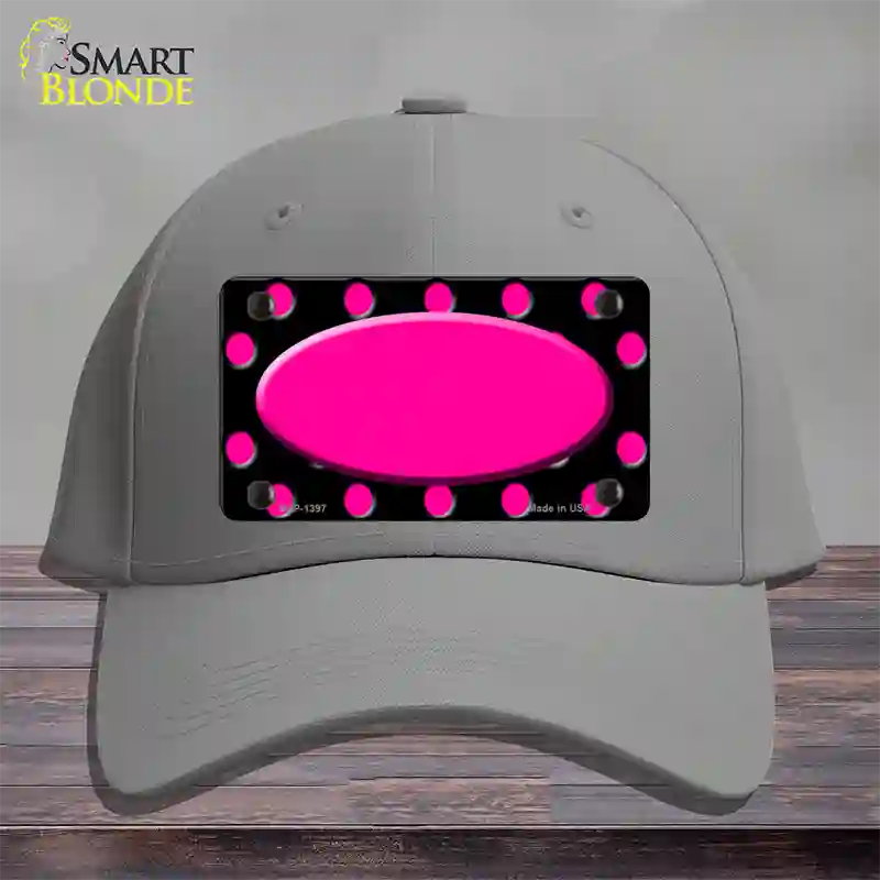 Pink Black Polka Dot Pink Center Oval Black Novelty License Plate Hat Cotton / Gray