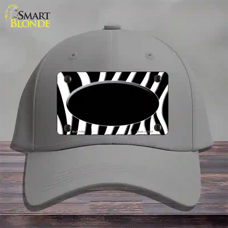 Black White Zebra Center Oval Novelty License Plate Hat Cotton / Gray