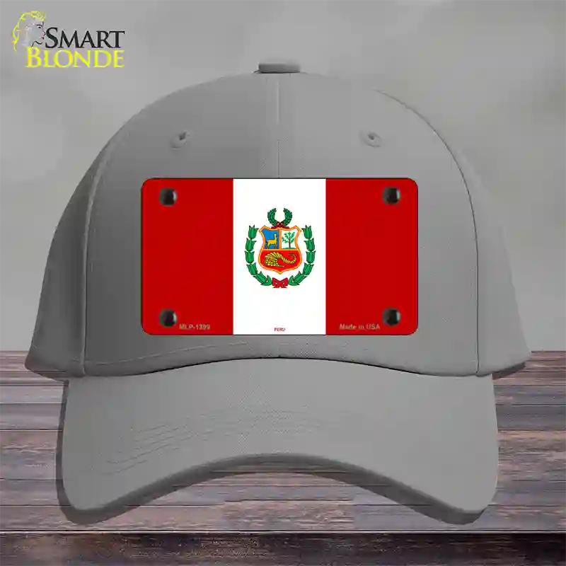 Peru Flag Novelty License Plate Hat Cotton / Gray