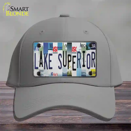 Lake Superior Strip Art Novelty License Plate Hat Tag Cotton / Gray