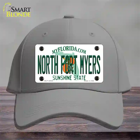 North Fort Myers Florida Novelty License Plate Hat Cotton / Gray