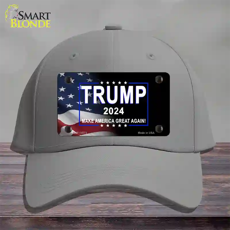 Trump 2024 Flag | Black Novelty License Plate Hat Cotton / Gray