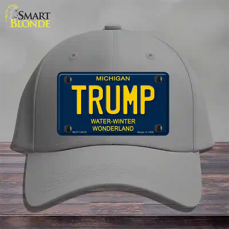 Trump Michigan Blue Novelty License Plate Hat Cotton / Gray