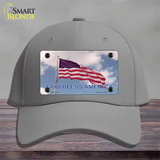 God Bless America Clouds Novelty License Plate Hat Cotton / Gray