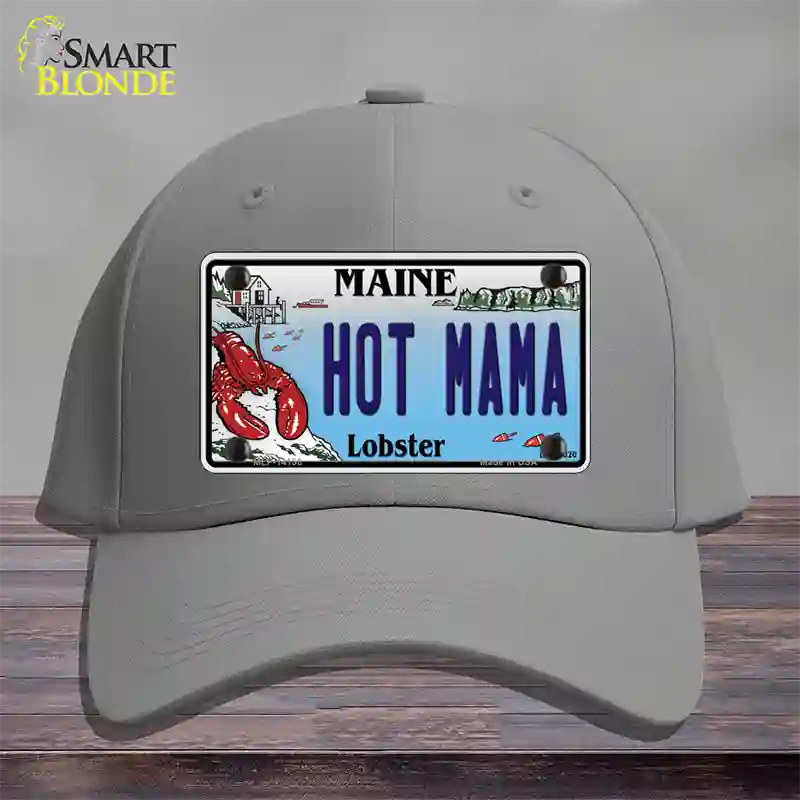 Hot Mama Maine Lobster Novelty License Plate Hat Cotton / Gray