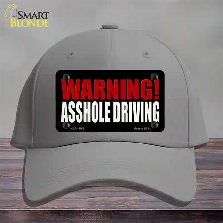 Warning Asshole Driving Novelty License Plate Hat Cotton / Gray