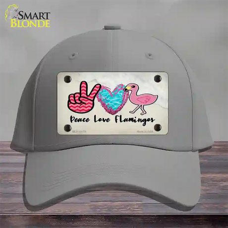 Peace Love Flamingos Novelty License Plate Hat Cotton / Gray