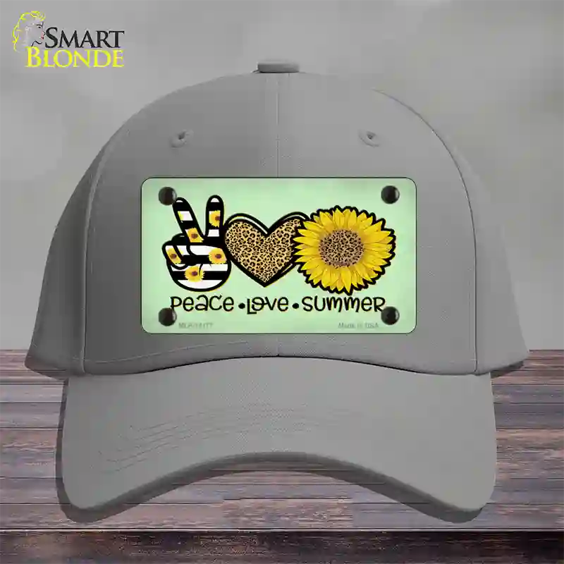 Peace Love Summer Sunflower Novelty License Plate Hat Cotton / Gray