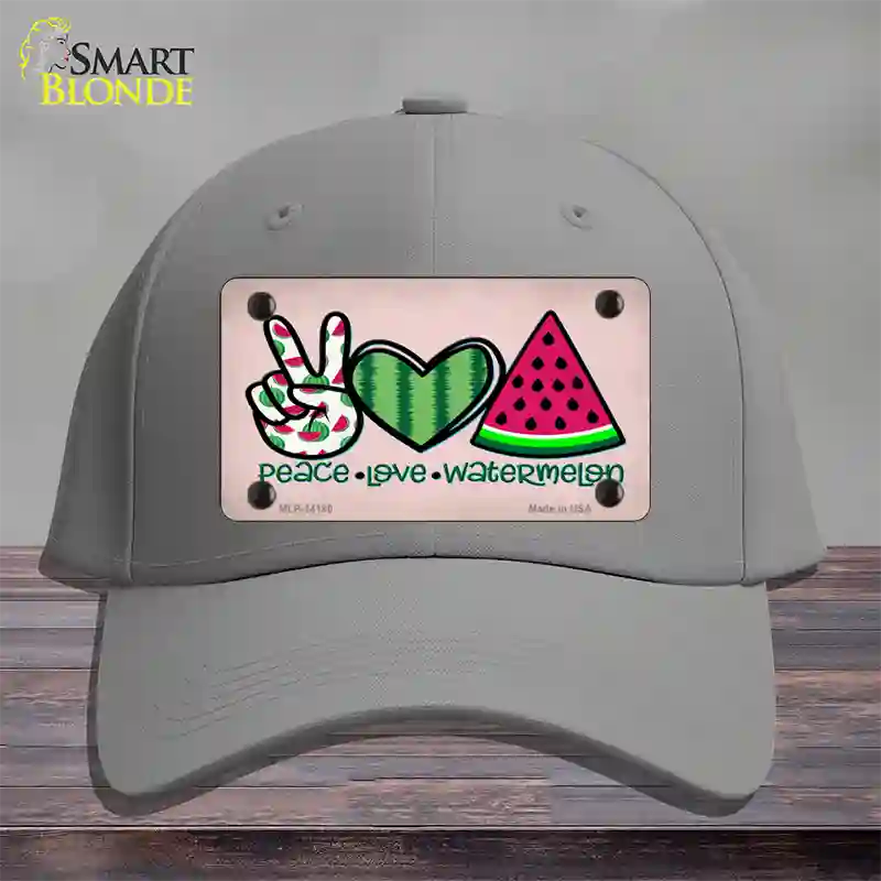 Peace Love Watermelon Novelty License Plate Hat Cotton / Gray