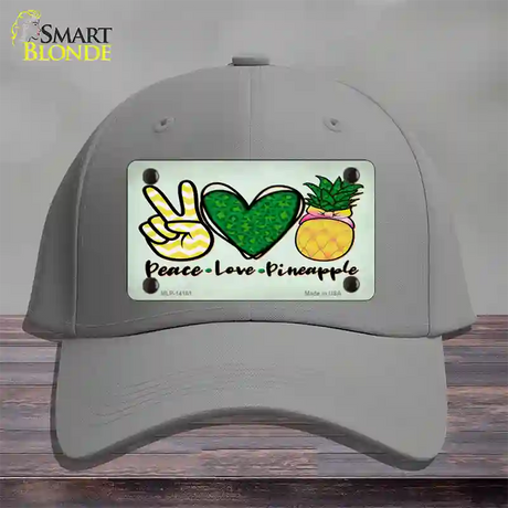 Peace Love Pineapple Novelty License Plate Hat Cotton / Gray