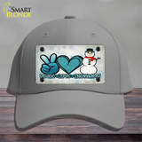 Peace Love Snowman Novelty License Plate Hat Cotton / Gray