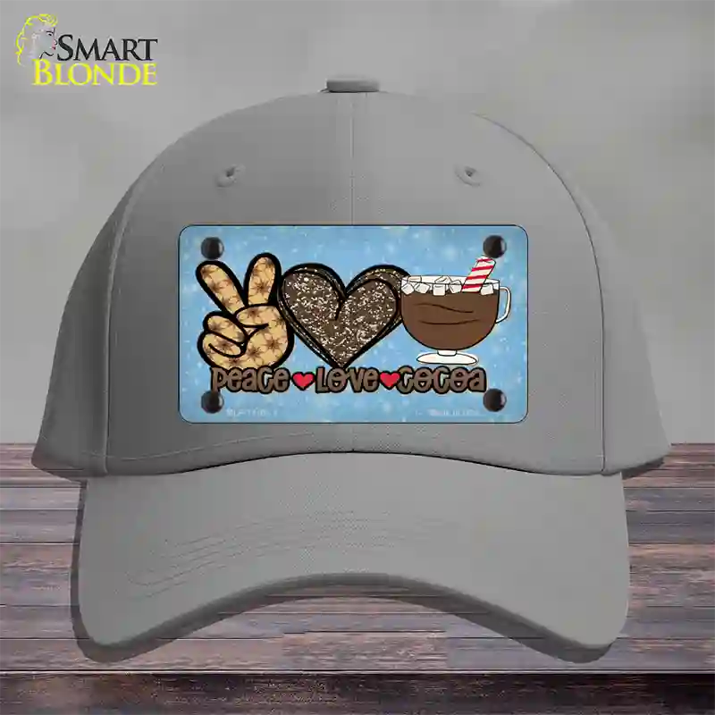 Peace Love Cocoa Novelty License Plate Hat Cotton / Gray