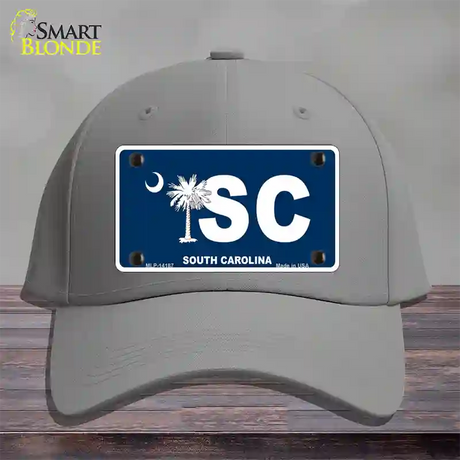 SC South Carolina Flag Novelty License Plate Hat Cotton / Gray