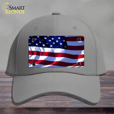 American Flag Wavy Novelty License Plate Hat Cotton / Gray