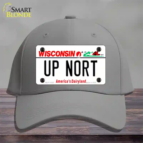 Up Nort Wisconsin Novelty License Plate Hat Cotton / Gray