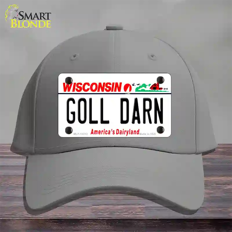 Goll Darn Wisconsin Novelty License Plate Hat Cotton / Gray