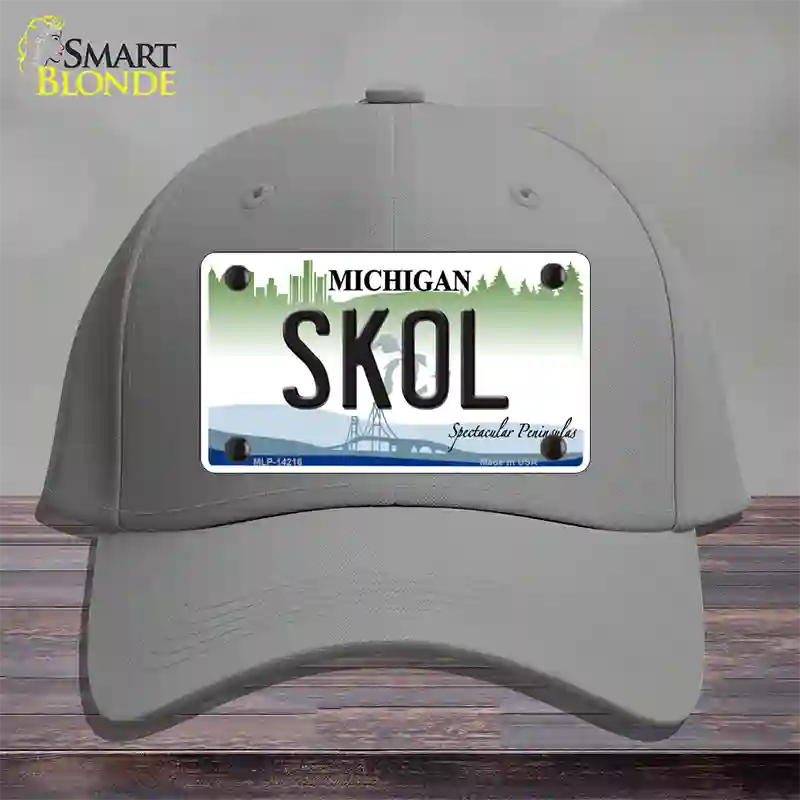 Skol Michigan Novelty License Plate Hat Cotton / Gray