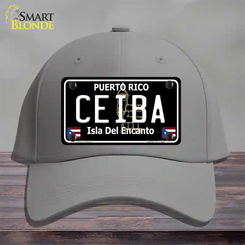 Ceiba Puerto Rico Black Novelty License Plate Hat Cotton / Gray