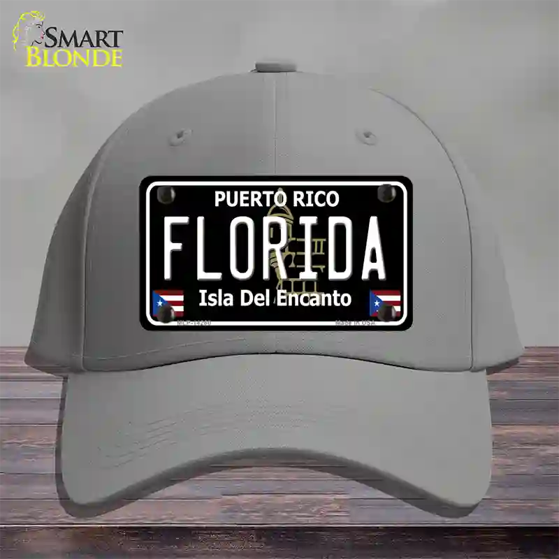 Florida Puerto Rico Black Novelty License Plate Hat Cotton / Gray