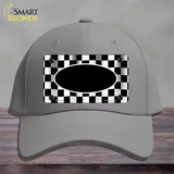 Waving Checkered Flag With Black Center Oval Novelty License Plate Hat Cotton / Gray