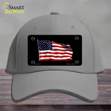 Waving American Flag Black Novelty License Plate Hat Cotton / Gray