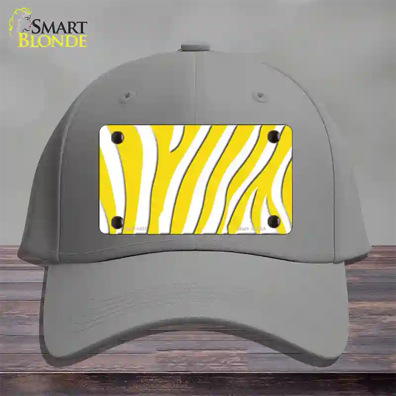 Yellow White Zebra Novelty License Plate Hat Cotton / Gray