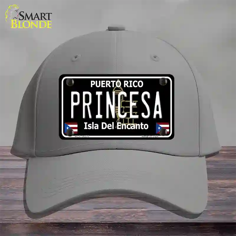 Princesa Puerto Rico Black Novelty License Plate Hat Cotton / Gray