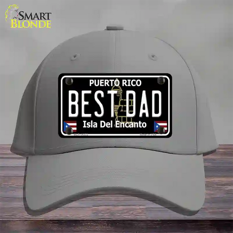 Best Dad Puerto Rico Black Novelty License Plate Hat Cotton / Gray