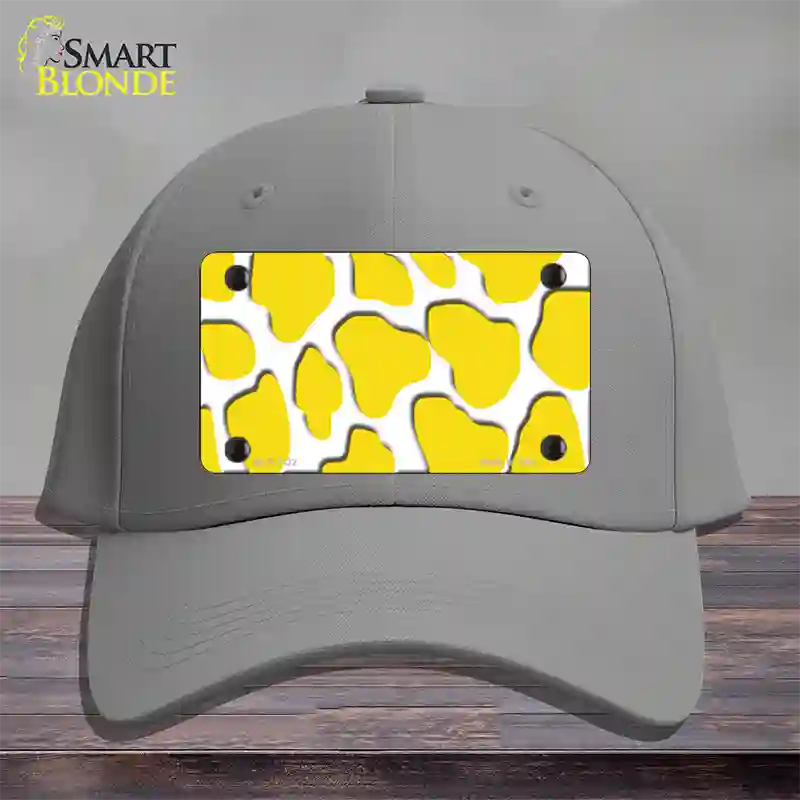 Yellow White Giraffe Novelty License Plate Hat Cotton / Gray