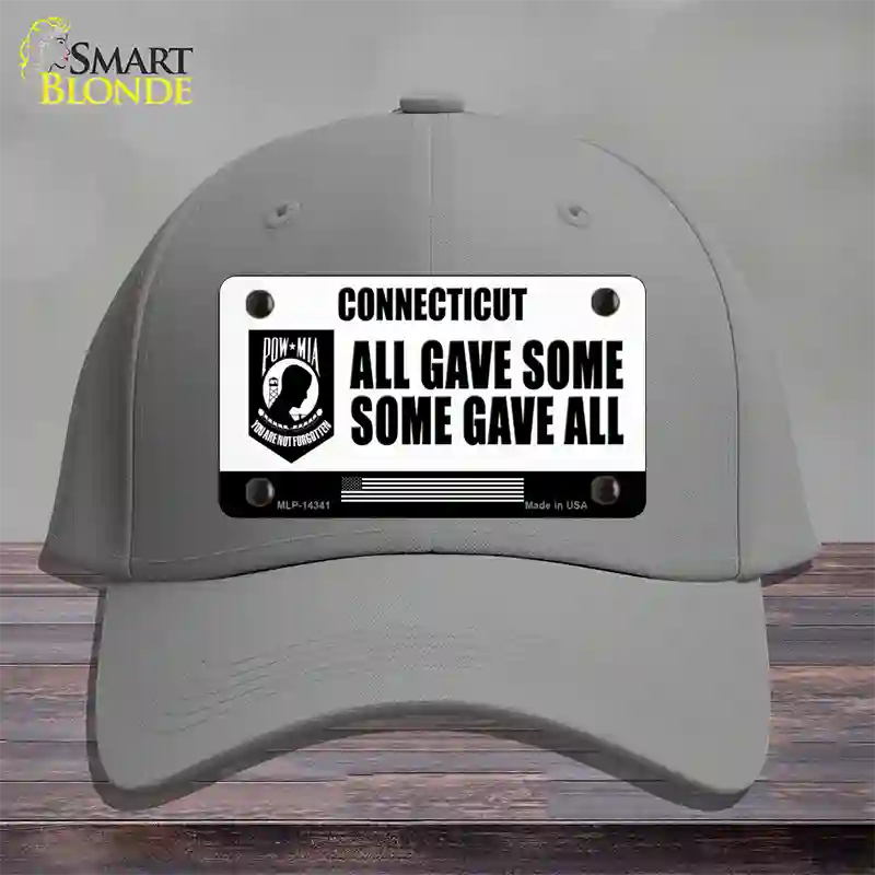 Connecticut POW MIA Some Gave All Novelty License Plate Hat Cotton / Gray